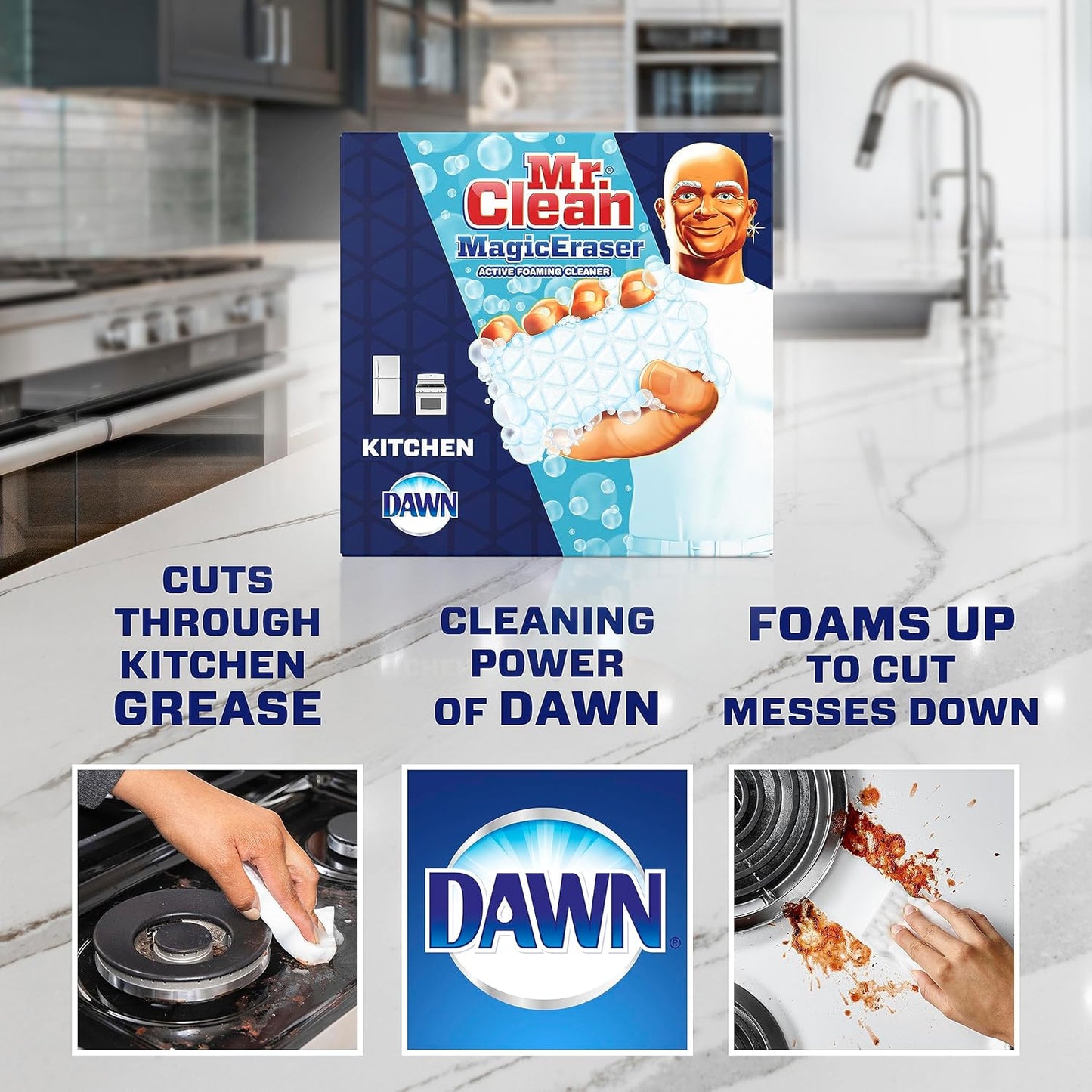 Mr. Clean Magic Eraser, Oven, Kitchen, and Shoe Cleaner, Cleaning Pads with Durafoam, 10 Count