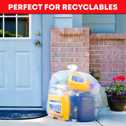 Tasker 30-33 Gallon Trash Bags Heavy Duty (Value 100/Bags w/Ties) Clear Large Plastic Recycling Garbage Bags. 30 Gal, 32 Gallon Clear Large Trash Bags