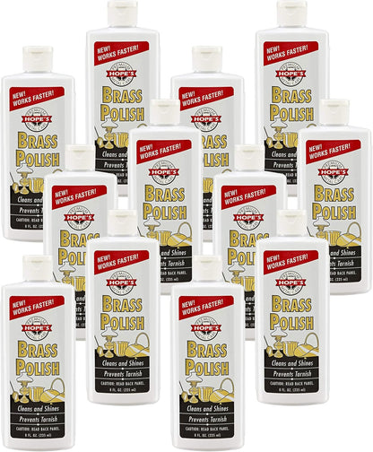 HOPE'S Brass Polish and Cleaner - Protective Tarnish Remover - Great Brass, Copper, Chrome, and Sterling Silver Polish - Polisher for Home Decor, Music Instruments, and Jewelry, 8 Fl Oz, Pack of 1
