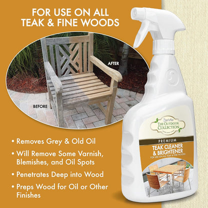 STAR BRITE Outdoor Collection Teak Cleaner & Brightener - One-Step Teak Restoration, Renew Weathered, Gray Teak for Refinishing or Oiling - 32 OZ Spray