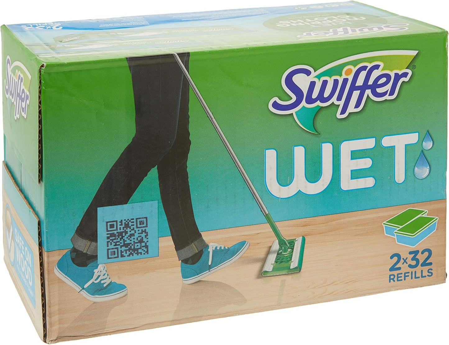 Swiffer Sweep + Mop, Wet Pads Refill, Floor Cleaner for Dirt, Dust, Hair, Cleaning Cloths for Mopping Home, Bathroom, Kitchen, All Purpose Multi-Surface Floor Wipes, Gain, 24ct