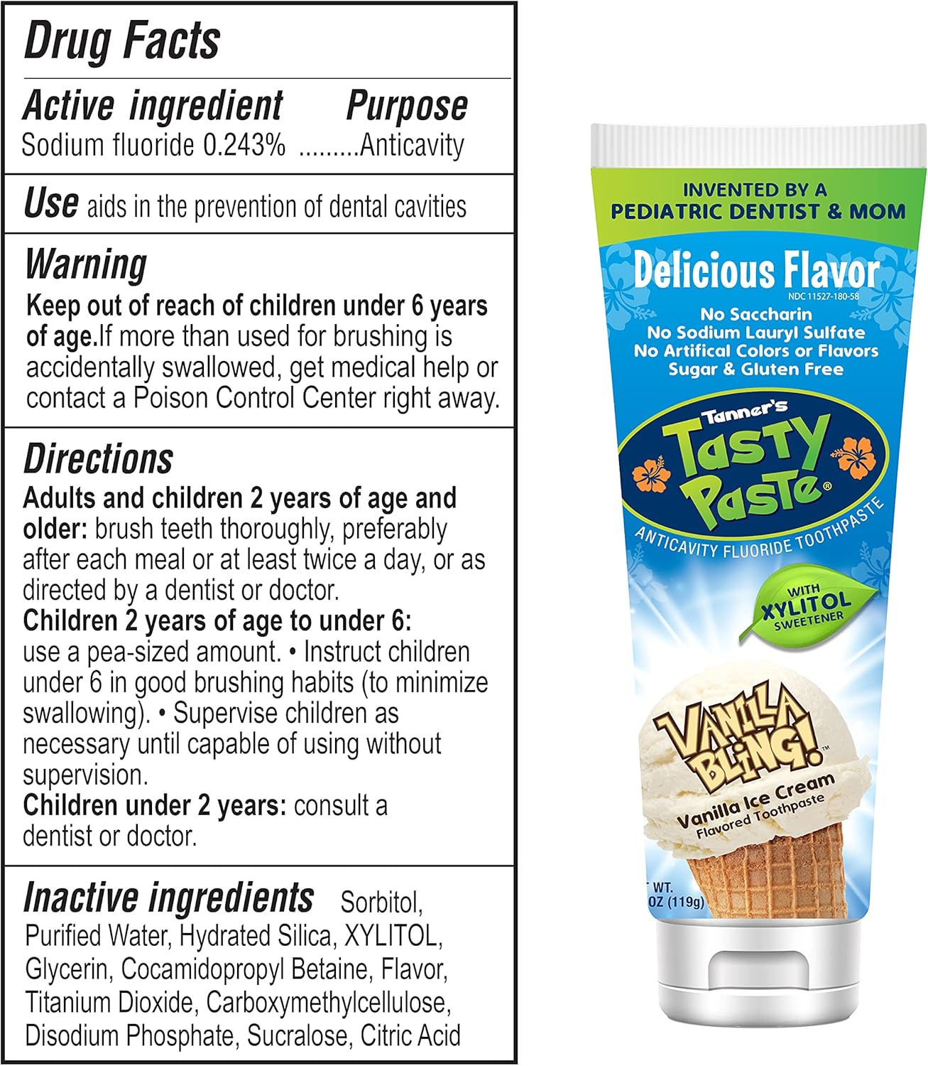 Tanner's Tasty Paste Cha Cha Chocolate Anti-Cavity Fluoride Toothpaste 4.2 oz.
