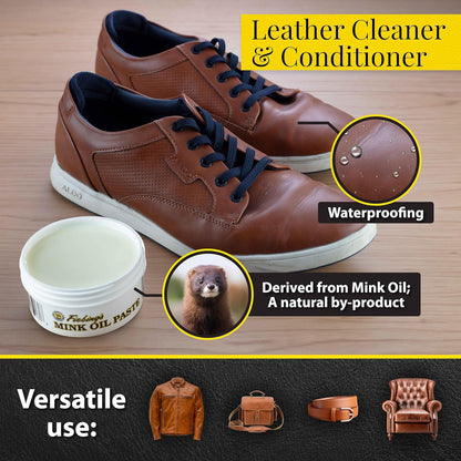 Fiebing's Mink Oil for Leather Boots (6 oz) - Leather Cleaner & Conditioner - Waterproof, Preserve, Soften All Smooth Leathercraft & Vinyl - Prevents Salt Stains - Use On Couch, Shoe, Purse & Belt