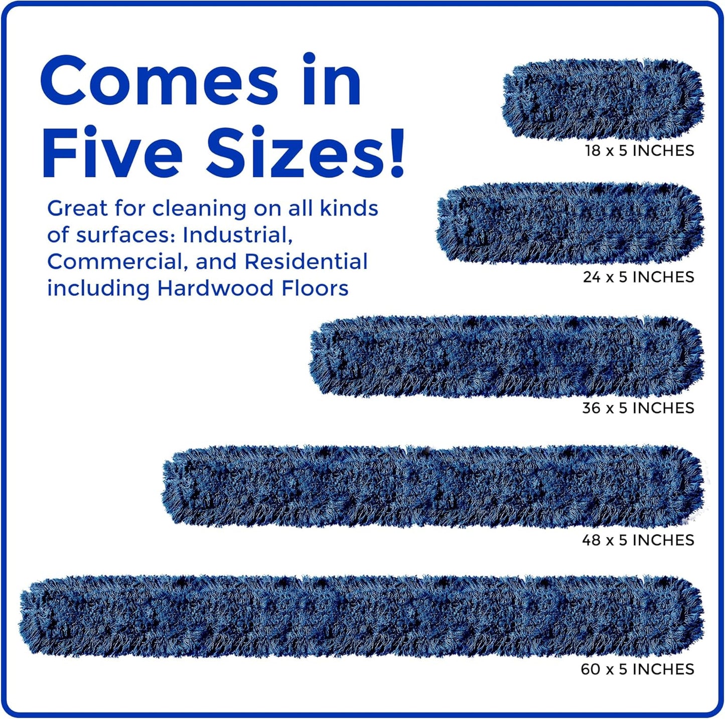 Nine Forty 36-Inch Premium Nylon Dust Mop Replacement Head - Heavy Duty Mop Head Refill for Industrial, Commercial, and Residential Cleaning - Dry Floor Duster for Hardwood Surfaces - Blue (1-Pack)