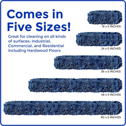 Nine Forty 36-Inch Premium Nylon Dust Mop Replacement Head - Heavy Duty Mop Head Refill for Industrial, Commercial, and Residential Cleaning - Dry Floor Duster for Hardwood Surfaces - Blue (1-Pack)