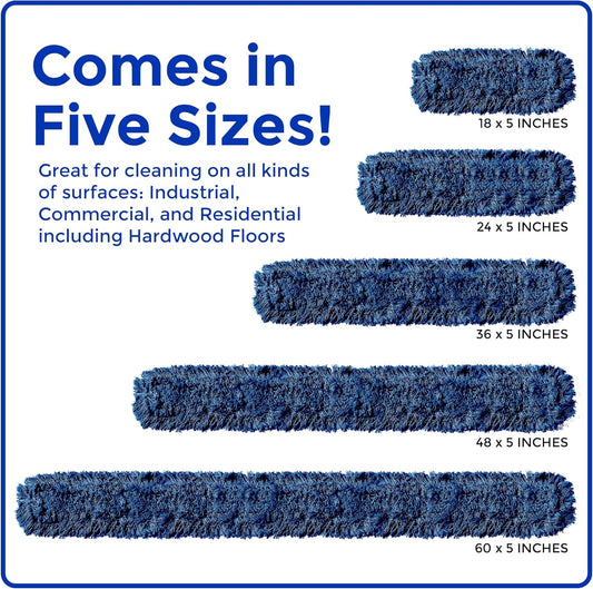Nine Forty 36-Inch Premium Nylon Dust Mop Replacement Head - Heavy Duty Mop Head Refill for Industrial, Commercial, and Residential Cleaning - Dry Floor Duster for Hardwood Surfaces - Blue (1-Pack)