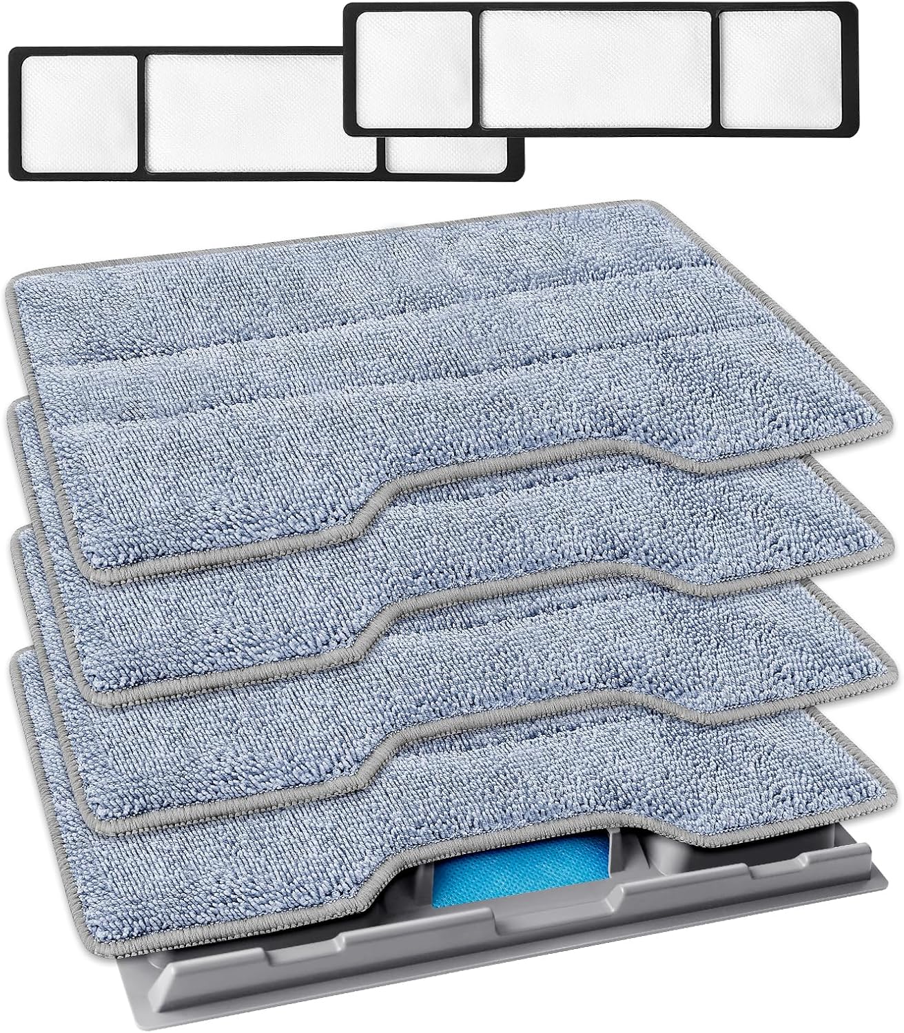 KEEPOW Reusable Mop Replacement Pads Compatible with Shark Vac Mop VM252 VM200 VC205 VM250 VM180 VM401 QM250 VM190, Washable Vacuum Mop Pad Refills, Upgraded Design of Dirt Chamber (1+3+6 Pads)