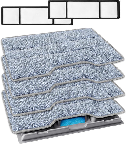 KEEPOW Reusable Mop Replacement Pads Compatible with Shark Vac Mop VM252 VM200 VC205 VM250 VM180 VM401 QM250 VM190, Washable Vacuum Mop Pad Refills, Upgraded Design of Dirt Chamber (1+3+6 Pads)