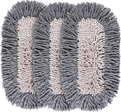 CLEANHOME Microfiber Dust Mop Replacement Pads for Hardwood Floor Cleaning, Washable and Reusable Chenille Mop Pads 3 Packs
