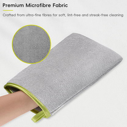 EKO Microfiber Cleaning Mitt for Stainless Steel – Lint-Free Reusable Polishing Cloth & Cleaning Glove, Machine Washable Streak-Free Cloth for Kitchen Appliances, Trash Can, Faucet, Mirror & Car