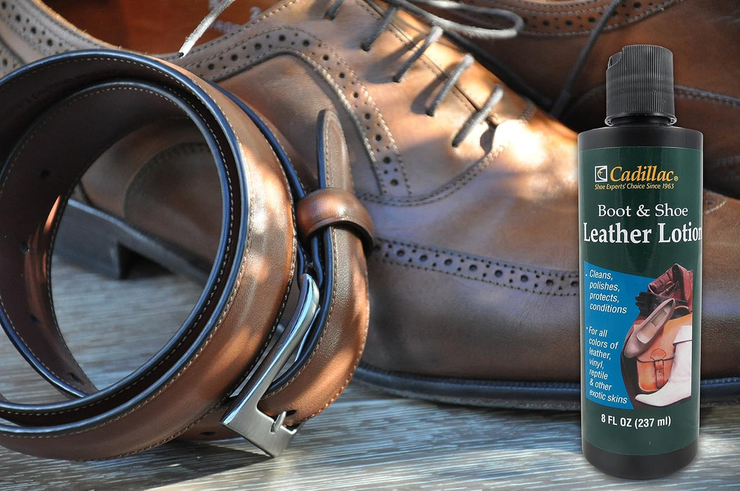 Cadillac Boot and Shoe Leather Lotion 8 Ounces - Cleans, Conditions, Protects, and Polishes Leather Footwear and Accessories