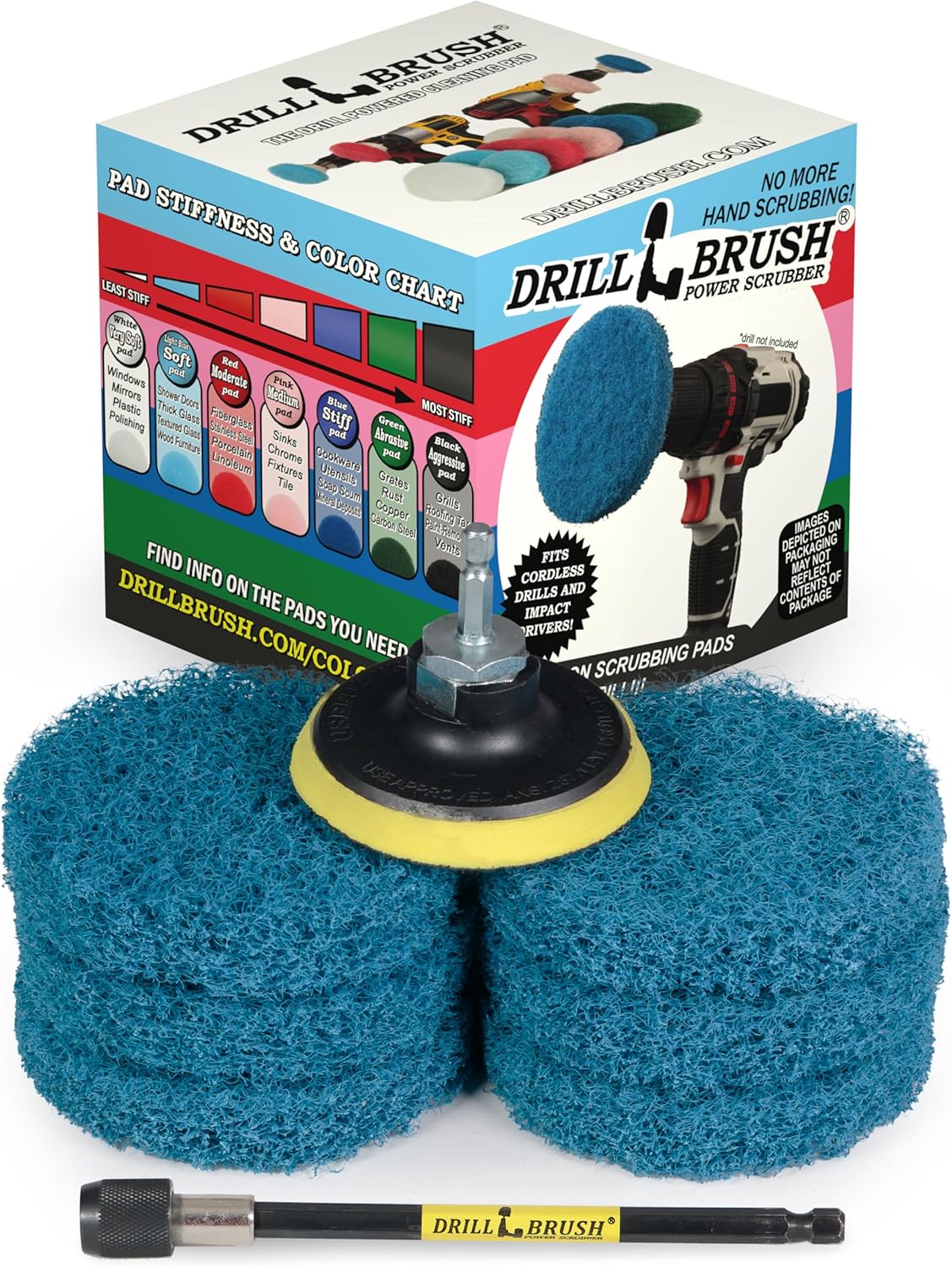 Drill Scrubber - Drill Brush Power Scrubber Pads - Bathroom - Drill Pad Attachments - Cleaning Pads - Shower Door - Baseboard - Bathroom Sink - Shower Cleaner - Flooring - Hard Water Stain Remover