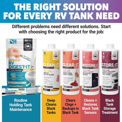Unique RV Digest-It Plus RV Tank Treatment Pods – 16 Treatments, Breaks Down Waste & Toilet Paper + Eliminates Odors at Source, RV Black Tank Treatment