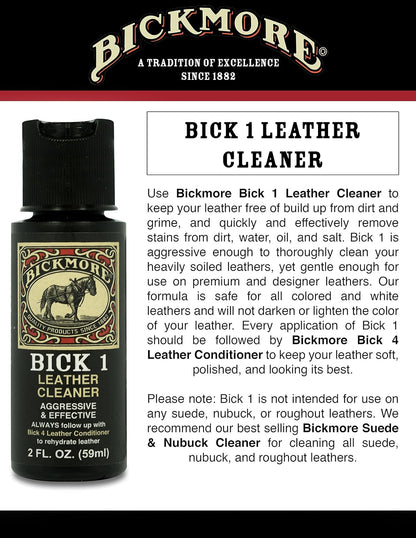 Bickmore Bick 1 Leather Cleaner 8 oz - Clean Dirt, Oil, Sweat, Salt, and Water Stains from All Colored, White, and Black Leather