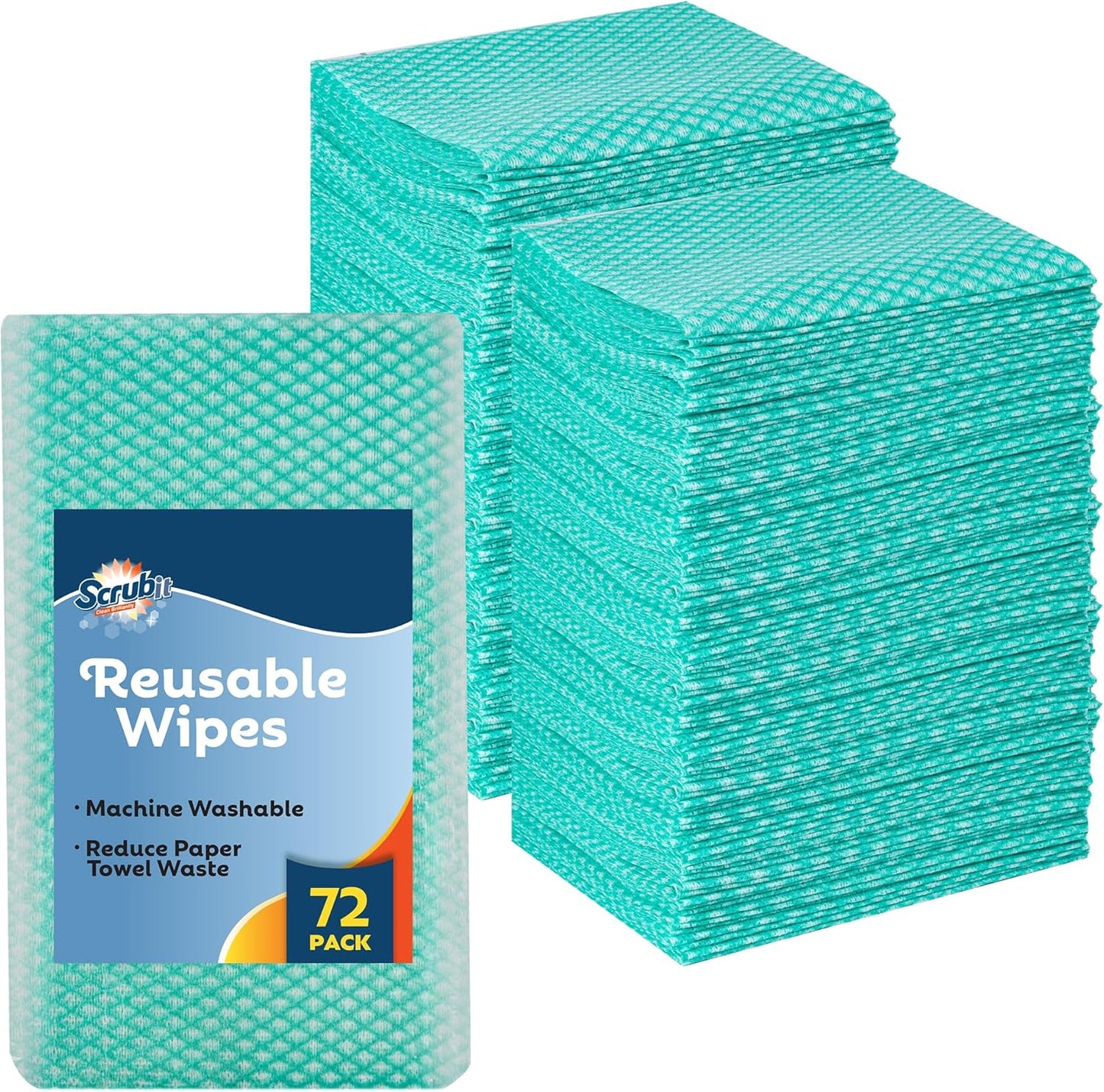 SCRUBIT Reusable Cleaning Wipes, Handy Wipes for Kitchen and Office - Dish Cloths for Washing Dishes - Multi Purpose Disposable Cleaning Towels (12 x 20 in) 72 Pack (Yellow)
