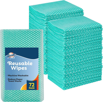 SCRUBIT Reusable Cleaning Wipes, Handy Wipes for Kitchen and Office - Dish Cloths for Washing Dishes - Multi Purpose Disposable Cleaning Towels (12 x 20 in) 72 Pack (Yellow)