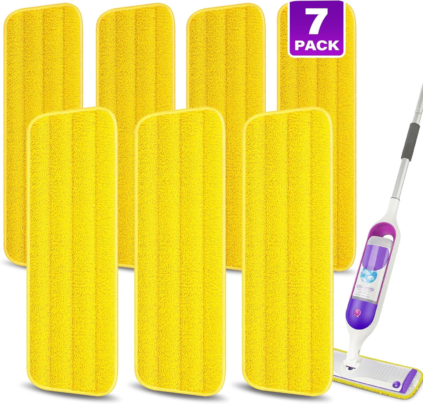 7 Count Reusable Mop Pads for Swiffer PowerMop -MEXERRIS Microfiber Wet Mops Refills PowerMop Pads Refills Machine Washable Hard Floor Mop Pads Replacement for 13''-15'' Spray Floor Mops