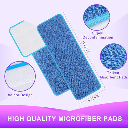 Reusable Power Mop Refills Pads Compatible with Swiffer PowerMop Mop - Microfiber Power Mop Pads Refill for 13 ''-15 '' Spray Mop- Washable Pads for Multi-Surface Floor Cleaning, 4 Pack