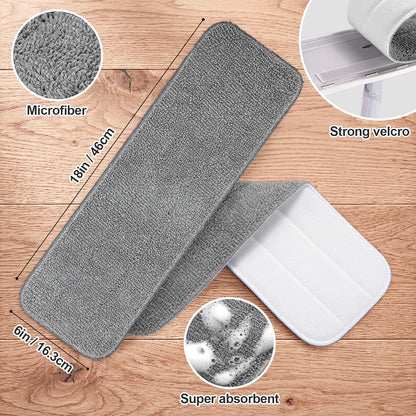 HOMEE Reusable Microfiber Mop Pads, 6 Pack 18"x 6" Mop Head Replacement, Wet/Dry Home & Commercial Cleaning Scrubbing Floor Pad - Blue,Grey,Purple