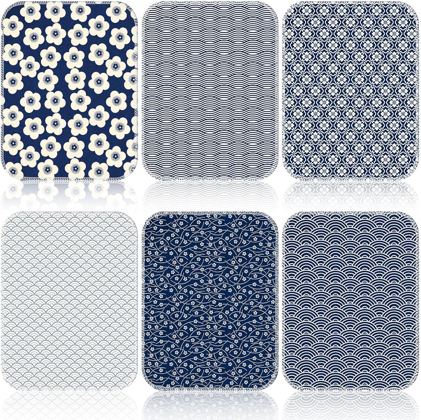 Redbaker 30 Pcs Reusable Paper Towels Rolls Kitchen Towels Bulk Washable Paperless Cloth Cotton Hand Napkins with Cardboard Reusable Napkins for Kitchen Bathroom(Floral,10 x 12 in)