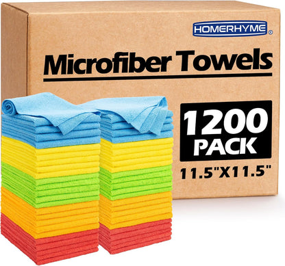 Microfiber Cleaning Cloth, 100 Pack Cleaning Rags Microfiber Towel Bulk Absorbent Lint-Free Wash Cloths, All-Purpose Shop Towels for Cars, Automotive, Garage, Home & Kitchen 11.5"*11.5"