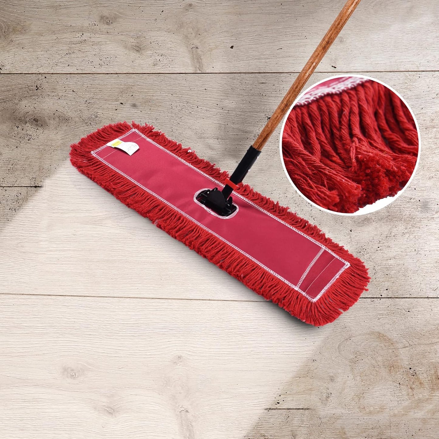 Matthew Cleaning 24'' Industrial Strength Cotton Dust Mop Refill Washable Replacement Heads for Residential & Commercial Use Fit Standard Dust Mop Frames, Hardwood, Laminate, Concrete Floors 3 Pack