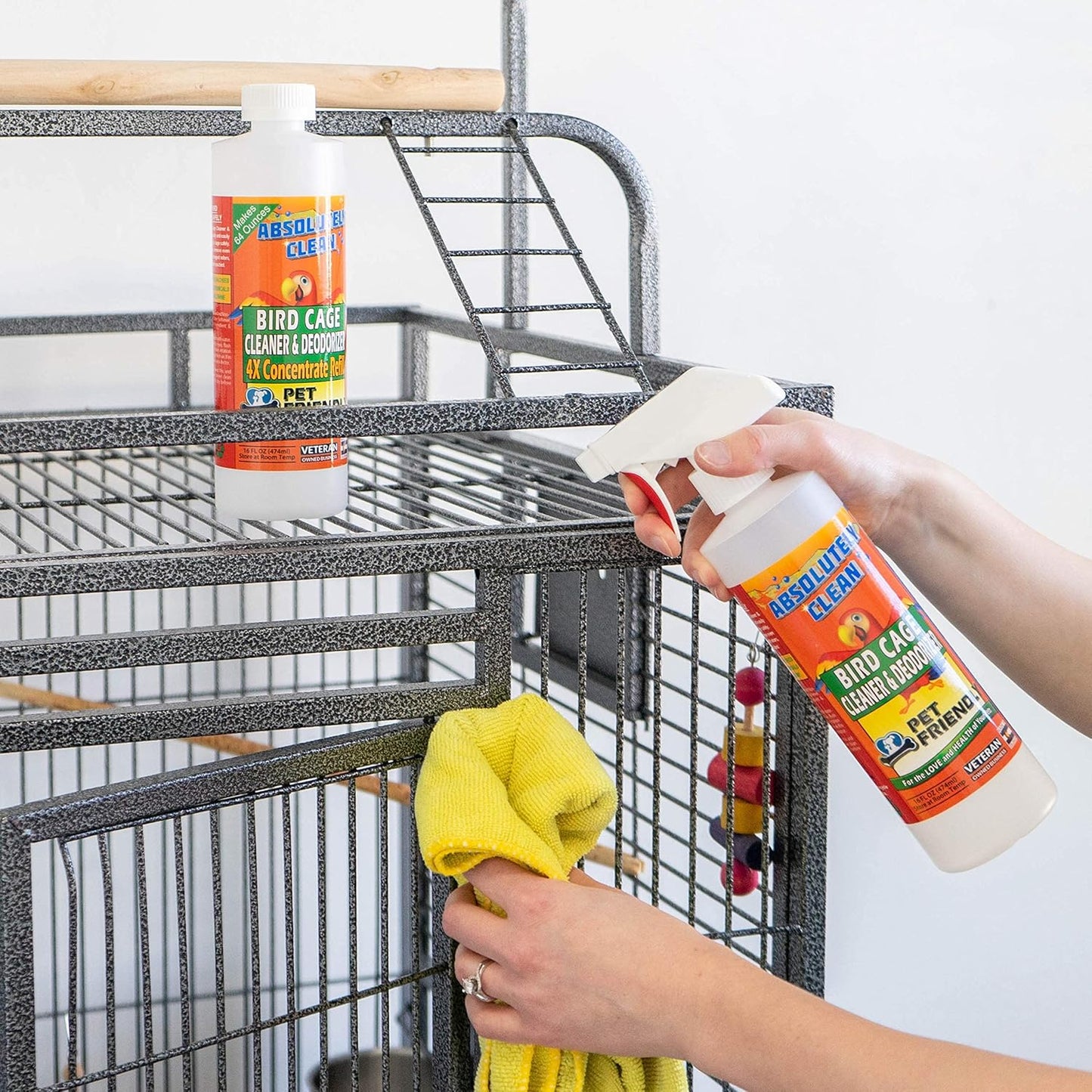 Absolutely Clean Amazing Bird Cage Cleaner and Deodorizer - Just Spray/Wipe - Safely & Easily Removes Bird Messes Quickly and Easily - Made in The US - Fragrance Free (16oz Pack of 1)