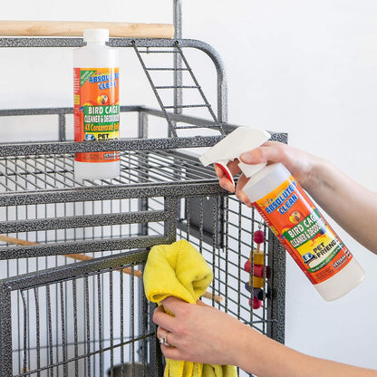 Absolutely Clean Amazing Bird Cage Cleaner and Deodorizer - Just Spray/Wipe - Safely & Easily Removes Bird Messes Quickly and Easily - Made in The US - Fragrance Free (16oz Pack of 1)