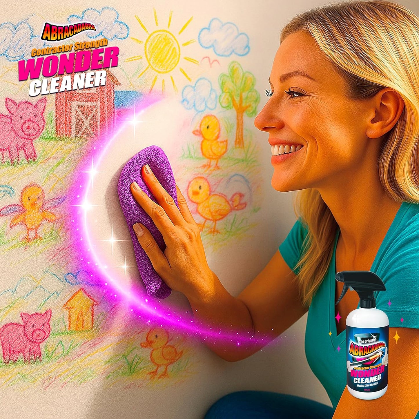 Abracadabra® Contractor Strength Wonder Cleaner - As Seen on TV - 16 fl oz - Gunk & Build up Remover - Removes Tar, Adhesives, Gum, Stickers, Sap, Oils & More on Most Surfaces - Better Stronger Faster