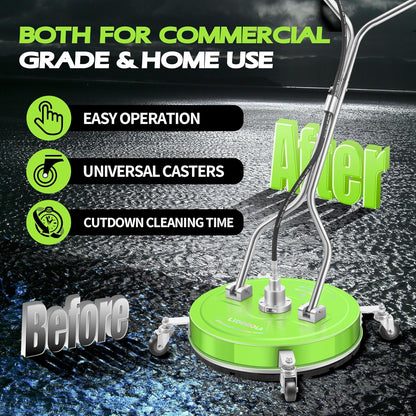 14" Pressure Washer Surface Cleaner with 4 Wheels - Stainless Steel Surface Cleaner for Pressure Washer Attachment for Concrete, Patio, Sidewalk, Deck and Driveways - PWS14