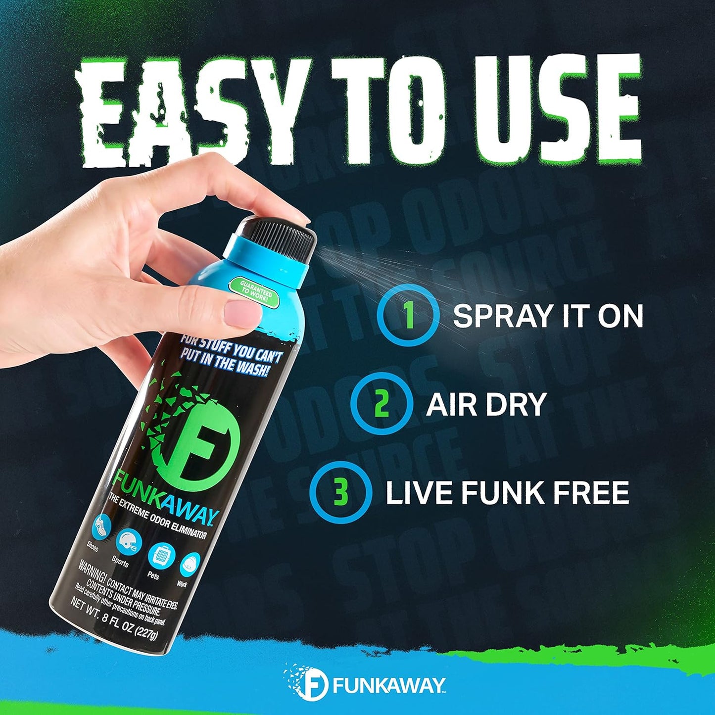 FunkAway Odor Eliminator Spray for Shoes, Clothes and Gear, 3.4 oz., Non-Aerosol; Mini Size for Travel, Ideal for Gym Bag, Purse, Locker or Suitcase