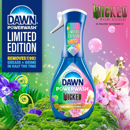 Dawn Powerwash Spray, "Wicked: For Good" Limited Edition Dish Soap, Dishwashing Liquid, Fantabulous Floral, 1 Starter Kit, 16 Fl Oz