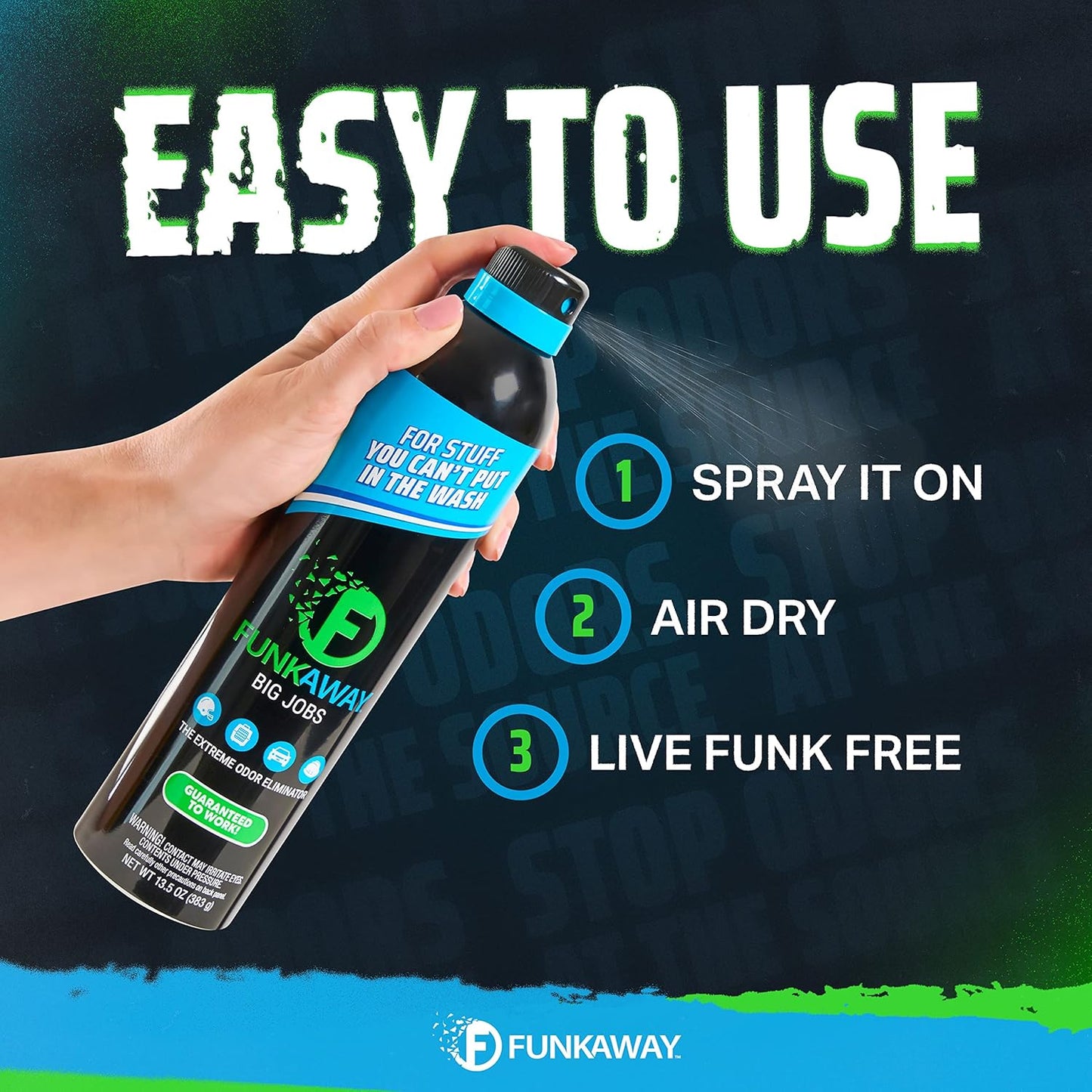 FunkAway Odor Eliminator Spray for Shoes, Clothes and Gear, 3.4 oz., Non-Aerosol; Mini Size for Travel, Ideal for Gym Bag, Purse, Locker or Suitcase