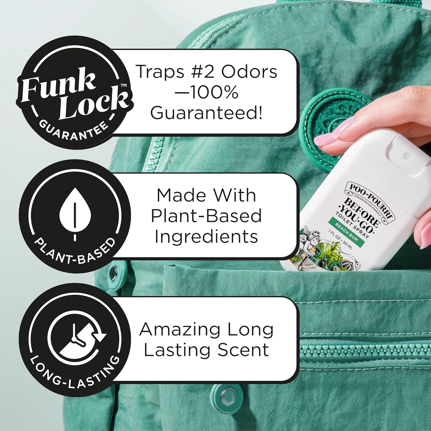 Poo-Pourri Before-You-Go Pocket Toilet Spray, Travel Essentials, Beach Bum, 1 Fl Oz, Up to 50 Uses, On-The-Go Bathroom Odor Deodorizer with Essential Oils, TSA Approved Size, Coconut Orchid Scent