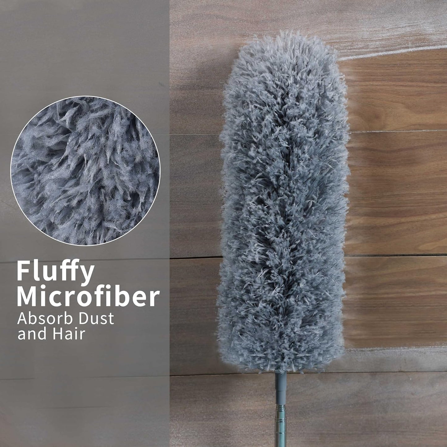 BOOMJOY Microfiber Feather Duster with 100 inches Extension Pole, Dusters for Cleaning High Ceiling, Fan, Blinds, Furniture