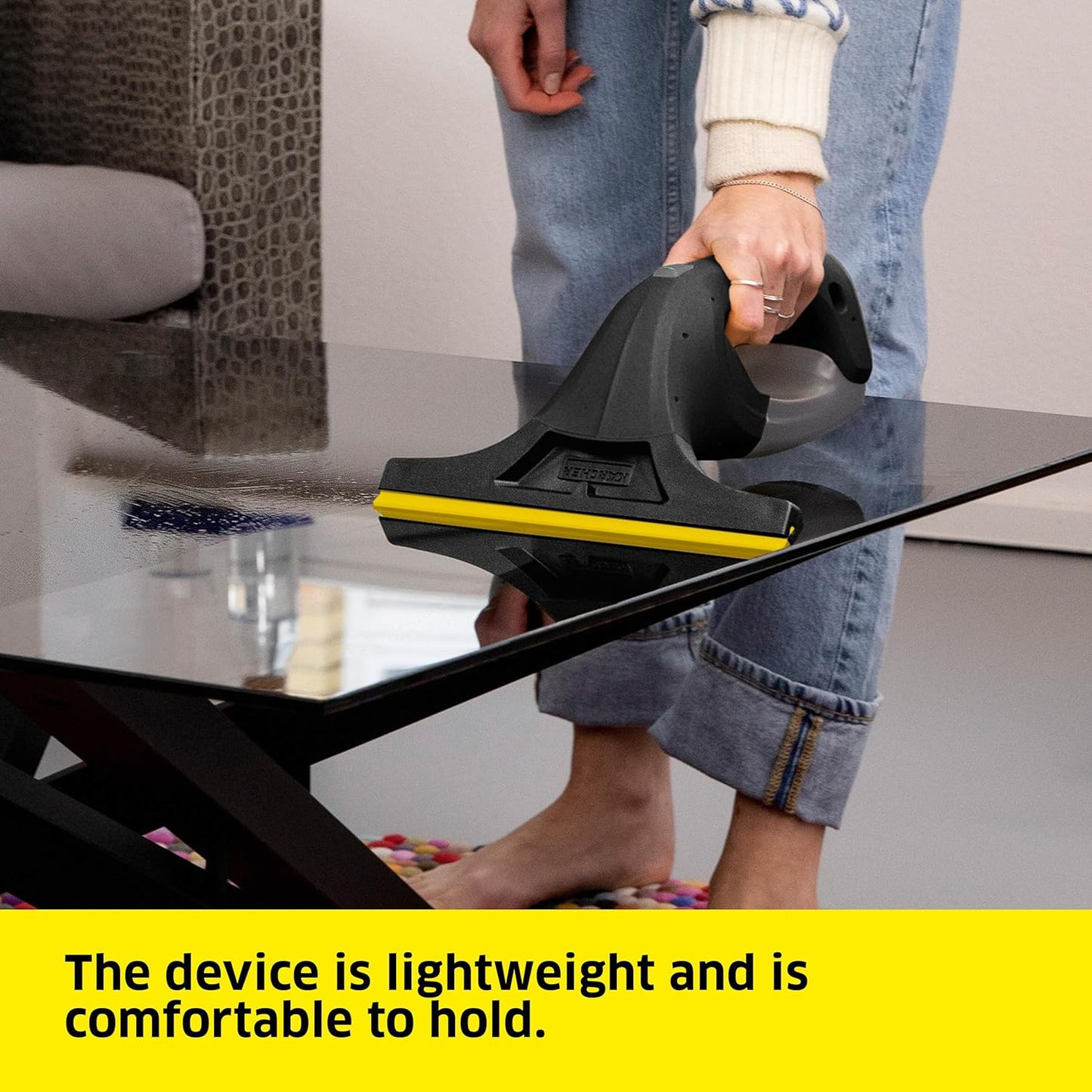 Kärcher WV 1 Electric Window Vacuum Squeegee 10" - Perfect for Showers, Mirrors, Glass, and Countertops - Electric Squeegee