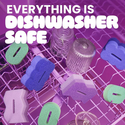 Brite by Scotch-Brite Scrub & Wipe with Drain + Dry Stand, Kitchen Sponge for Washing Dishes, 1 Scrub Sponge