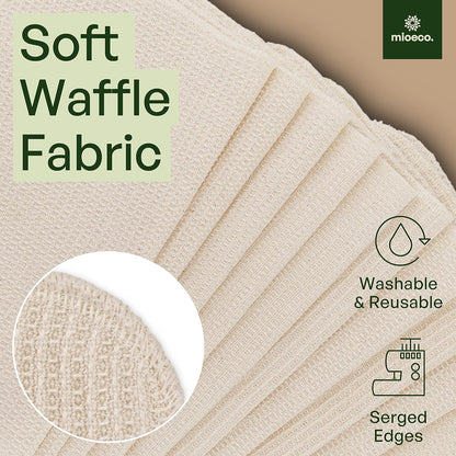 mioeco 20 Pack Reusable Kitchen Paper Towels Washable - Super Absorbent Natural unPaper Towels - Natural Cotton - Reusable, Paperless Kitchen Dish Cloths - 100% Organic