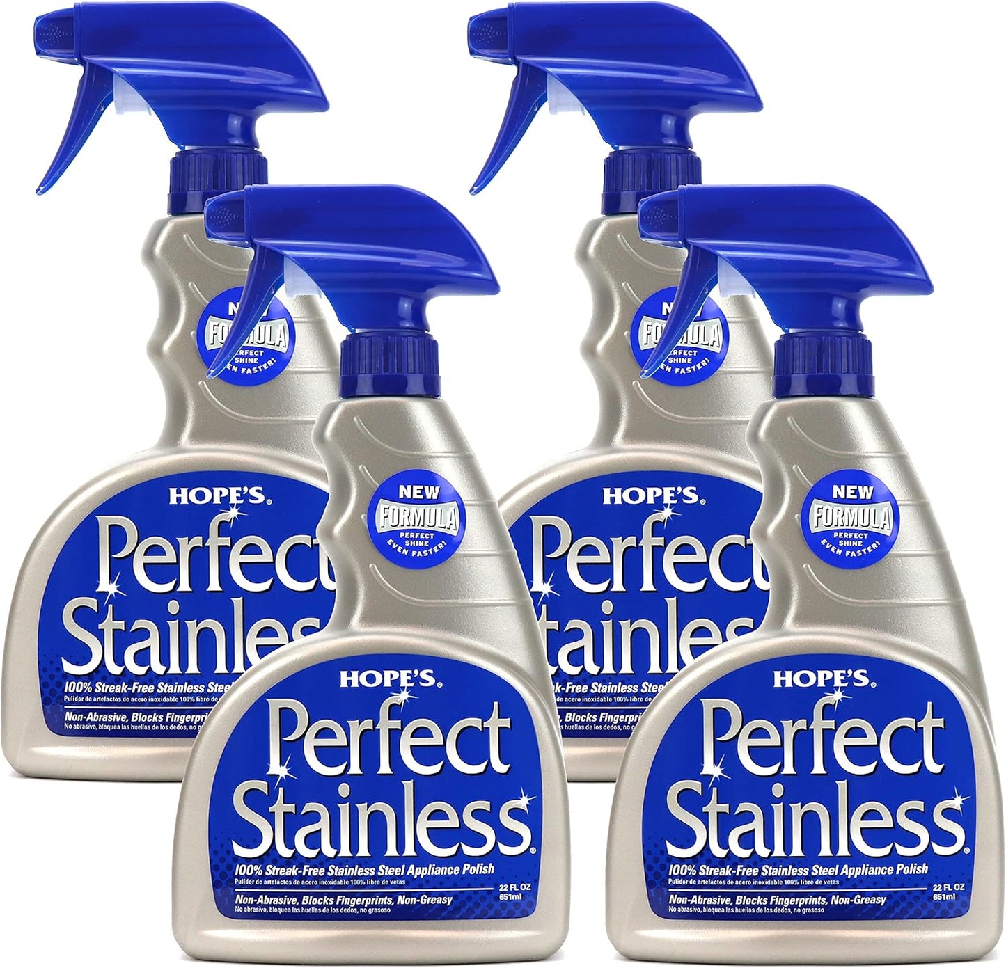 HOPE'S Perfect Stainless Steel Cleaner 22-Ounce, Streak-Free Self- Polishing Formula, Blocks Fingerprints, Pack of 2, 44 Fl Oz