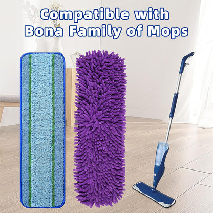 8 Pack Mop Pads for Bona Family of Mops, 4 Pet Microfiber Sweeping Pad + 4 Microfiber Deep Clean Pad, Reusable Mop Refill Replacement Head for Multi-Surface Floors