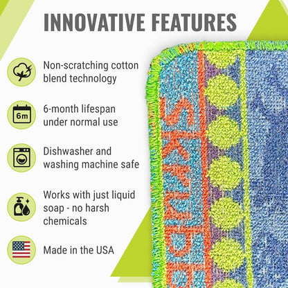 Wet-it! Skrubba 3-Pack Reusable Dish Scrubbers – Non-Scratch Scouring Pads for Kitchen & Household – Eco-Friendly, Dishwasher Safe Scrub Sponges for Dishes, Pots & Pans (Vogue)