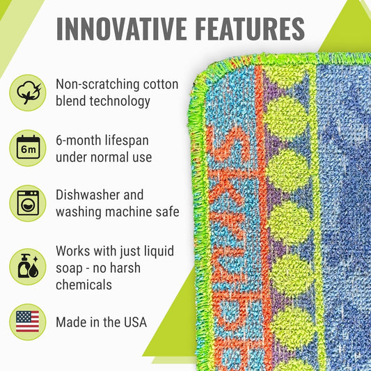 Wet-it! Skrubba 3-Pack Reusable Dish Scrubbers – Non-Scratch Scouring Pads for Kitchen & Household – Eco-Friendly, Dishwasher Safe Scrub Sponges for Dishes, Pots & Pans (Vogue)