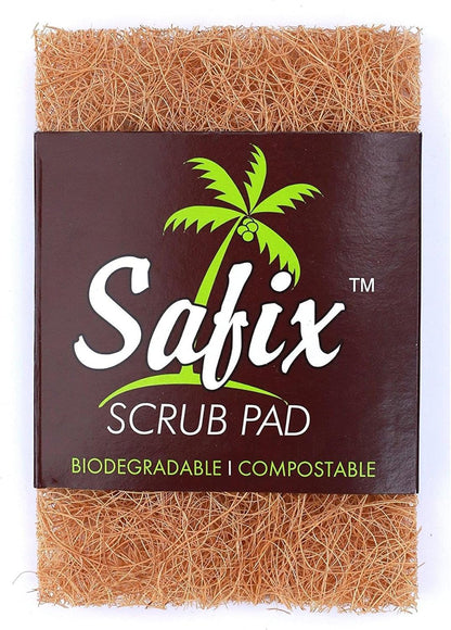 Safix Natural Non-Scratch Multi-Purpose Coconut Scrub-Pad, 4-Count. (7 x 10)