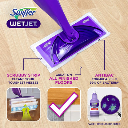 Swiffer WetJet Hardwood Floor Cleaner Spray Mop Pad Refill, Bathroom Cleaning Supplies, Hardwood Floor Cleaner, Multi Surface, 24 Count