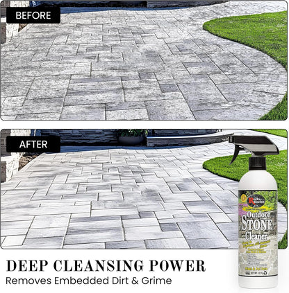 Rock Doctor Outdoor Stone Cleaner, Natural Cleaning Solution Removes Stains and Discoloration, Brightens Granite, Pavers, Fire Pits, and Concrete, Plant and Pet Safe, 24 oz Pack of 2