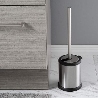 Bath Bliss Stainless Steel 2 Pack Self Closing Lid Toilet Brush and Holder, Finger Print Proof, Compact, Small Space, 6980-2PK, Silver