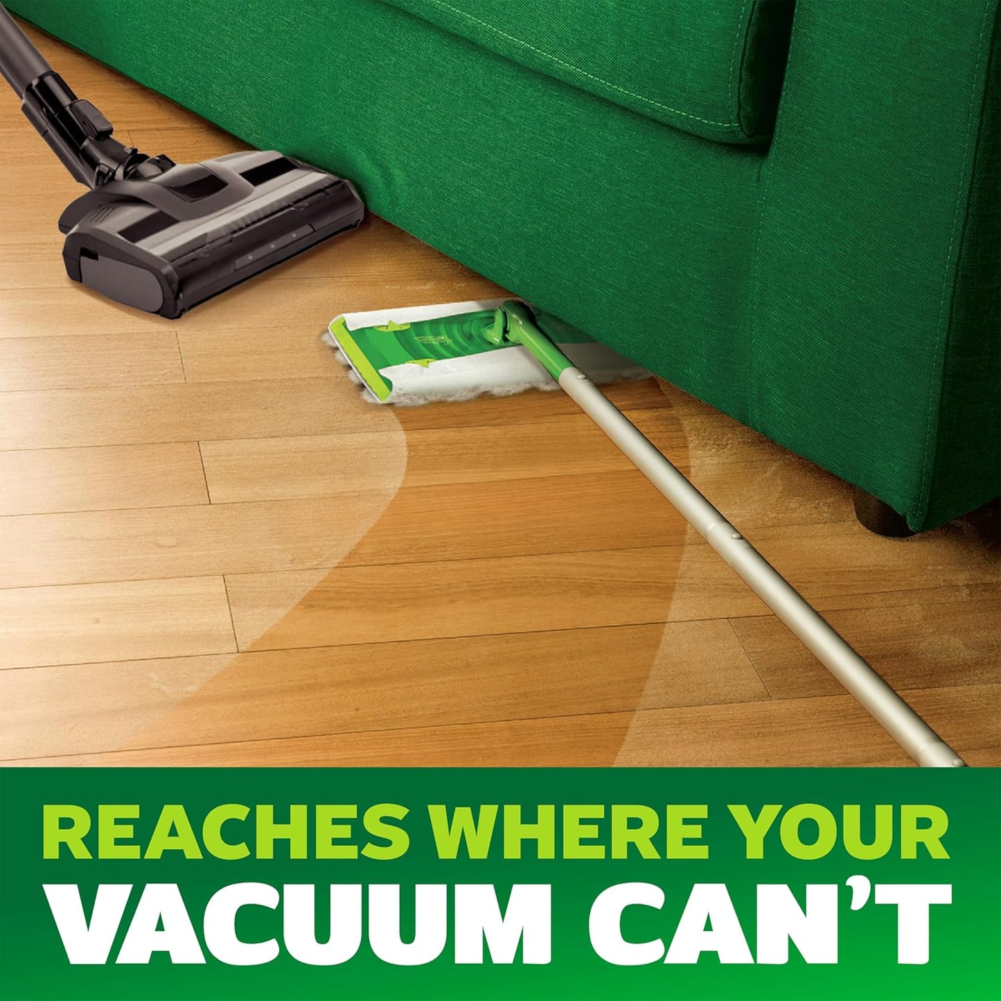 Swiffer Sweep & Mop Deluxe 2-in-1 Multi-Surface Kit for Floor Cleaning, Includes 1 Sweeper Device, 5 Dry Sweeping + 6 Wet Mopping Heavy Duty Cloths, Black