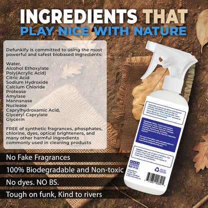 Laundry Stain Remover Spray, 32oz. Enzyme 'Free & Clear' Stain Treater Spray & Spot Remover Prewash Detergent for Clothes, Carpet & Gear. ProvenSafe™ Cleaning Supply for Pets, Kids & Sensitive Skin