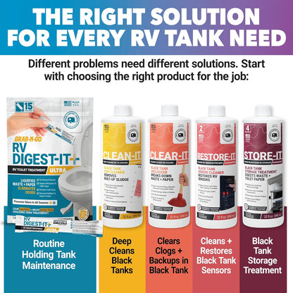 Unique RV Digest-It Plus RV Tank Treatment Pods – 16 Treatments, Breaks Down Waste & Toilet Paper + Eliminates Odors at Source, RV Black Tank Treatment