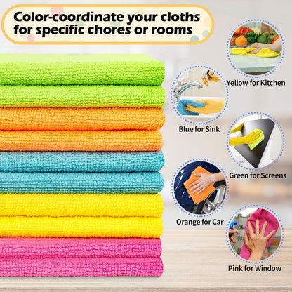 FIXSMITH Microfiber Cleaning Cloth - Pack of 8, Size: 12 x 16 in, Multi-Functional Cleaning Towels, Highly Absorbent Cleaning Rags, Lint-Free, Streak-Free Cleaning Cloths for Car Kitchen Home